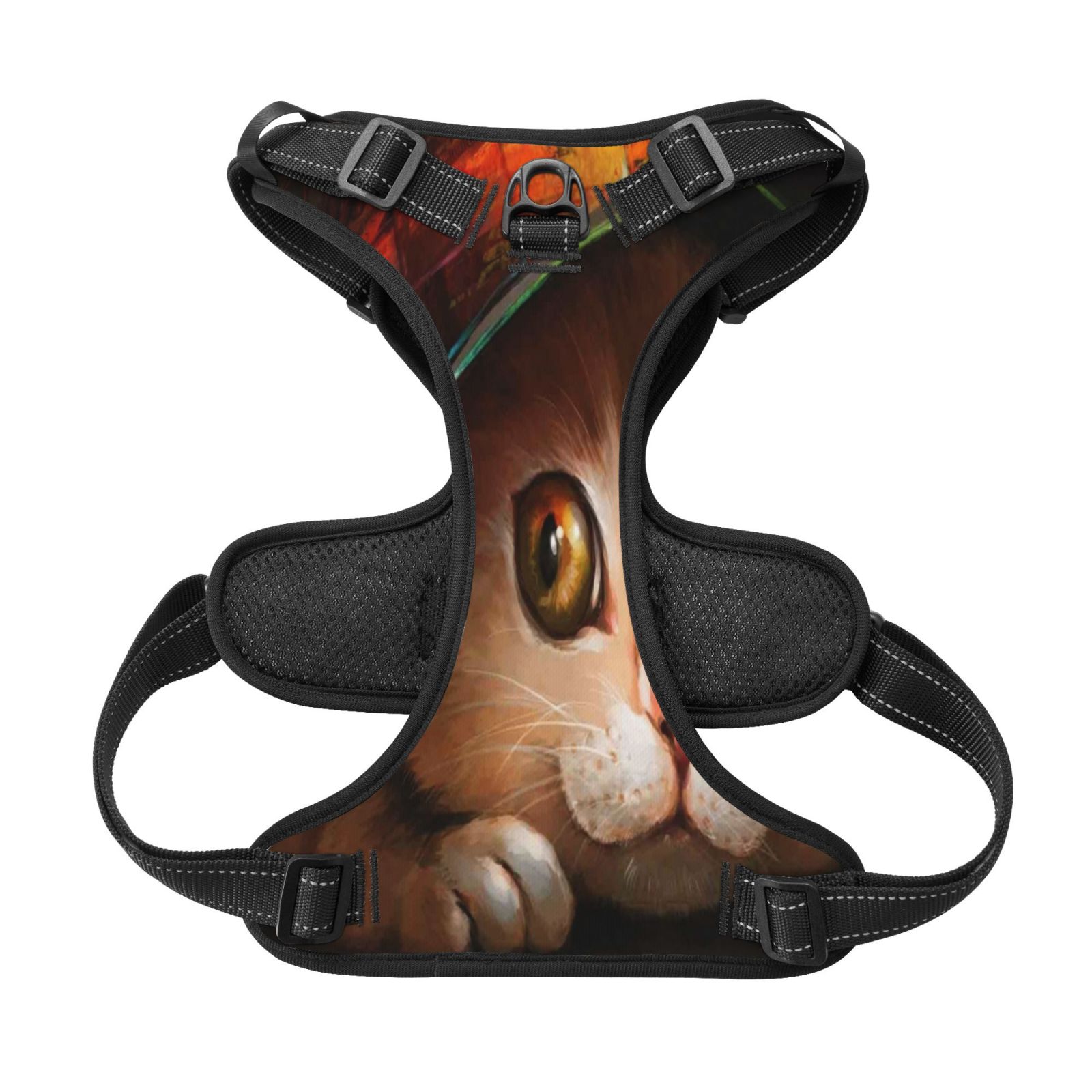 Picia Animal Cat No-Pull Dog Harness Reflective Front Clip Vest with Handle,Step-in Air Dog Harness,Adjustable 2 Metal Rings 4 Buckles,Easy to Put on & Take Off Large