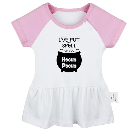 I've Put a Spell On You Hocus Pocus Funny Dresses For Baby, Newborn Babies Skirts, Infant Princess Dress, 0-24M Kids Graphic Clothes (Pink Raglan Dresses, 18-24 Months)