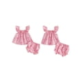 thumbnail image 2 of BemeyourBBs Newborn Baby Girls Summer Clothes Infant Baby Girls Smocked Outfits Cute Bow Print Flying Short Sleeve Babydoll Tunic Shirt Tops and Bubble Bloomer Shorts Set, 2 of 9