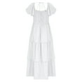 thumbnail image 6 of Tiered Ruffle Maxi Dress for Women Square Neck Puff Short Sleeve Dress 2026 Elegant and Feminine Flowy Dress for Date Nights and Dinners, 6 of 8