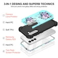 thumbnail image 4 of Casetego for Samsung Galaxy S23 Case,Compatible with 2 Pack [HD Screen Protector+Tempered Glass Camera Lens Protector] Floral Heavy Duty Shockproof Protective Phone Cover,Blue Flower, 4 of 8