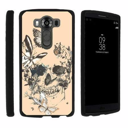 LG V10 | G4 Pro, [SNAP SHELL][Matte Black] 2 Piece Snap On Rubberized Hard Plastic Cell Phone Case with Exclusive Art - Butterfly
