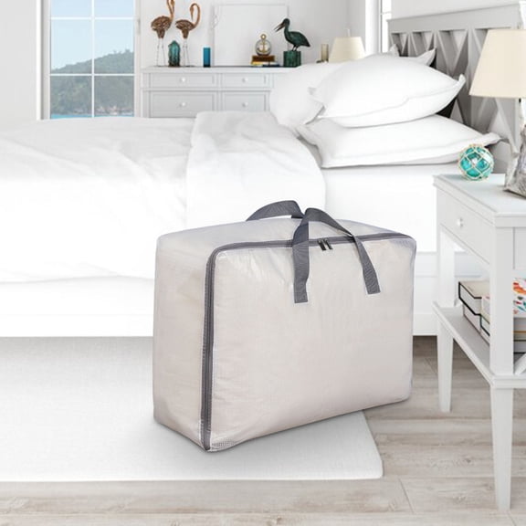 Large Transparent Quilt Storage Bag | Foldable PVC Moving & Organizer Bag | 60x50x25cm Under Bed Storage for Blankets, Clothes & Bedding | 1-Pack