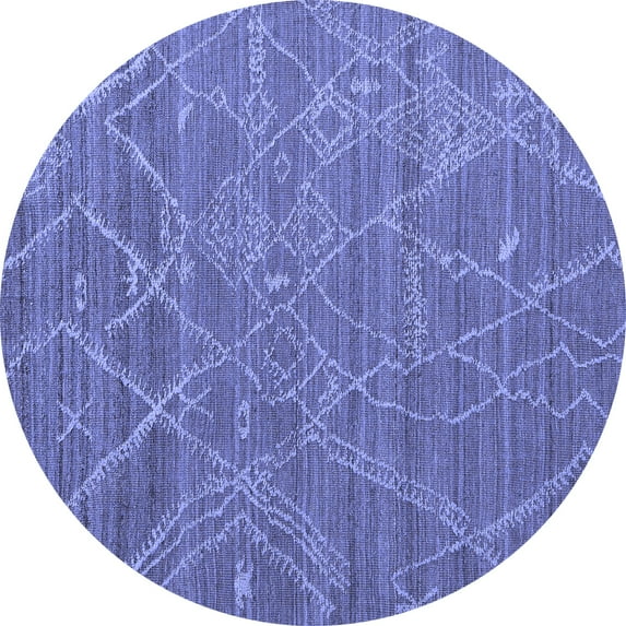 Ahgly Company Machine Washable Indoor Round Abstract Blue Modern Area Rugs, 8' Round