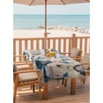 thumbnail image 2 of Outdoor Tablecloth with Umbrella Hole for Patio/Picnic/Party/Camping, Vintage Blue Floral Waterproof Table Cloth Rectangle Table Cover Washable, Butterflies Watercolor Flower Tan (52"x 70"), 2 of 8