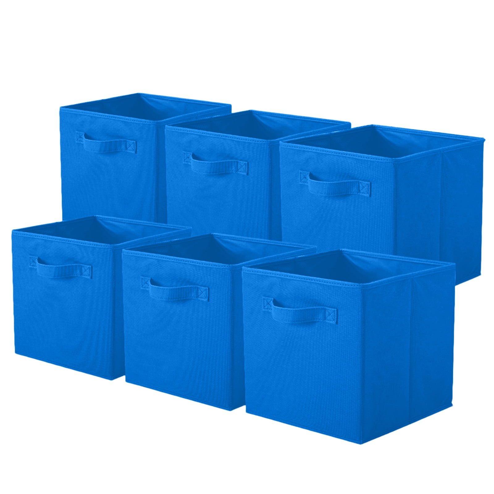 YOYTOO 6 Pack Foldable Cube Storage Bins, 11" Collapsible Fabric Cube Organizer Baskets Bins, Royal Blue