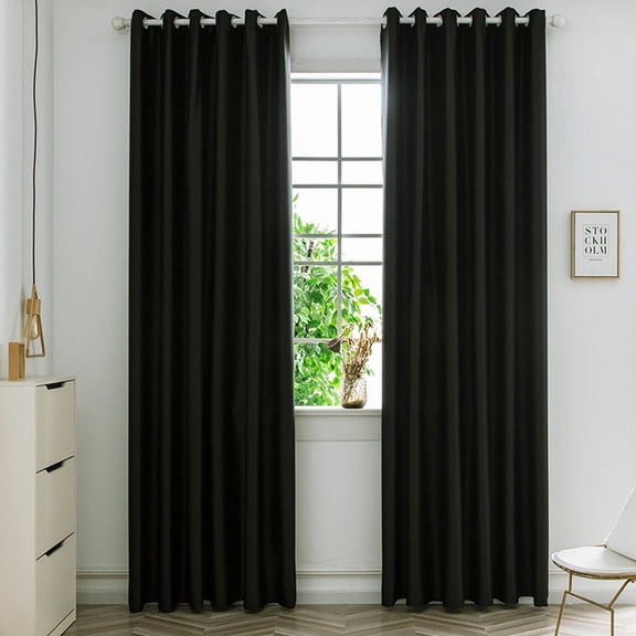 AUQ Blackout Curtains,Multifunctional Design Eyelet Thick Curtains,Premium Eco-Friendly Material Bedroom Curtains,Black