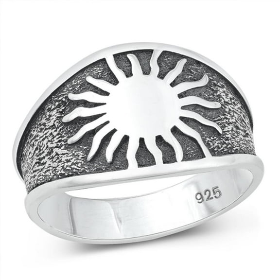 Beautiful Sun Ring .925 Oxidized Sterling Silver Band Jewelry Female Male Unisex Size 7