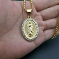 thumbnail image 4 of High Quality 14K Yellow Gold Clear Cubic Zirconia Catholic Virgin Mary Pendant Jewelry, 4 of 6