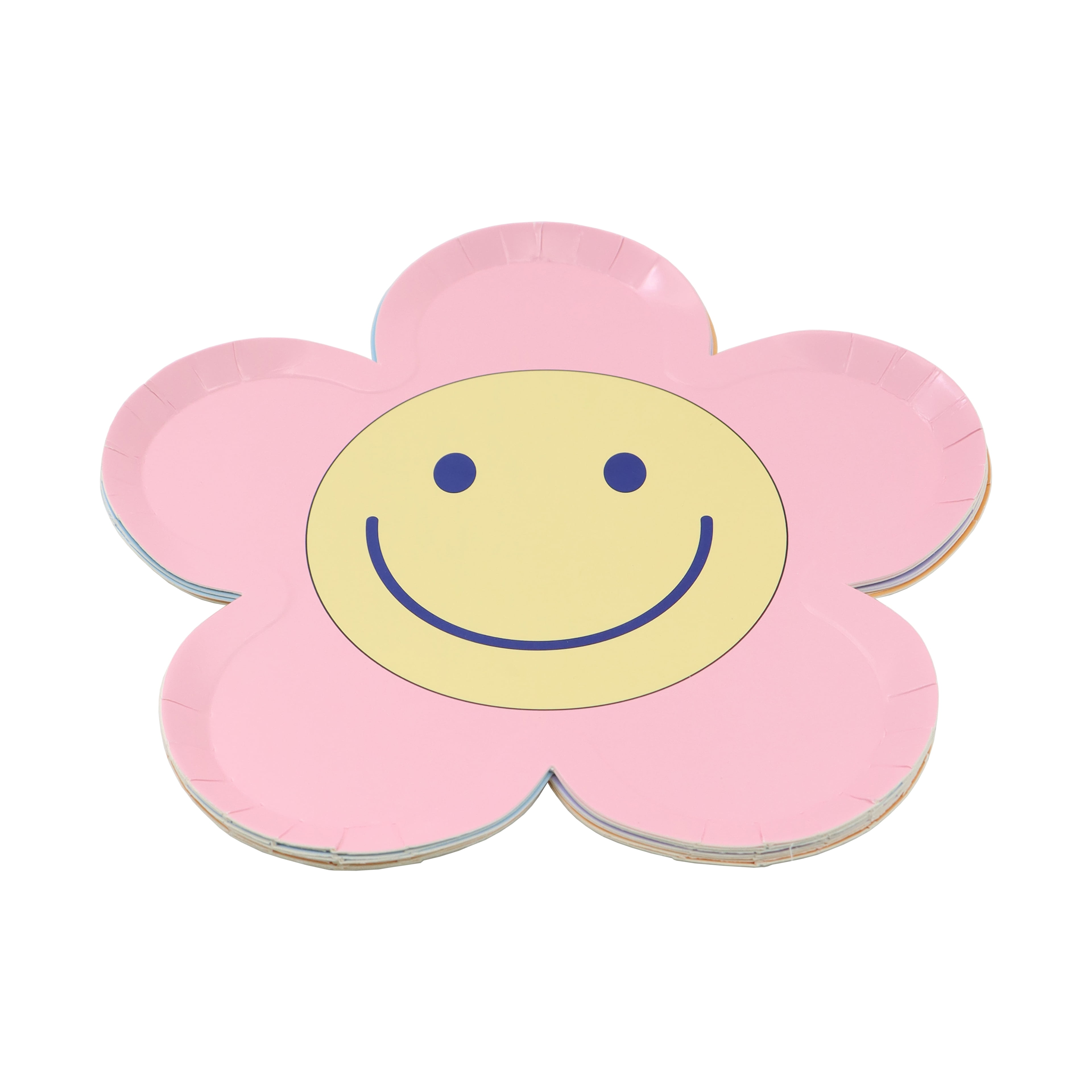 Celebrate It Paper Plates - Smiling Flower-Shaped Disposable Dinner Plates, Assorted Colors, 7", 24 Packs (192 Total)