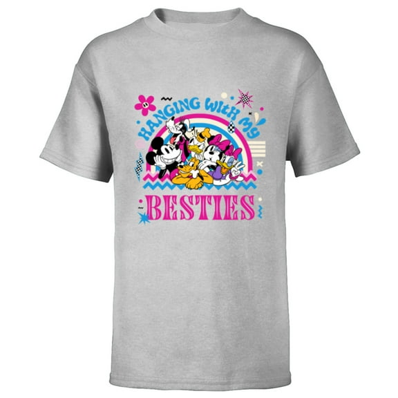 Mickey and Friends Hanging with My Besties - Short Sleeve T-Shirt for Kids - Customized-Athletic Heather