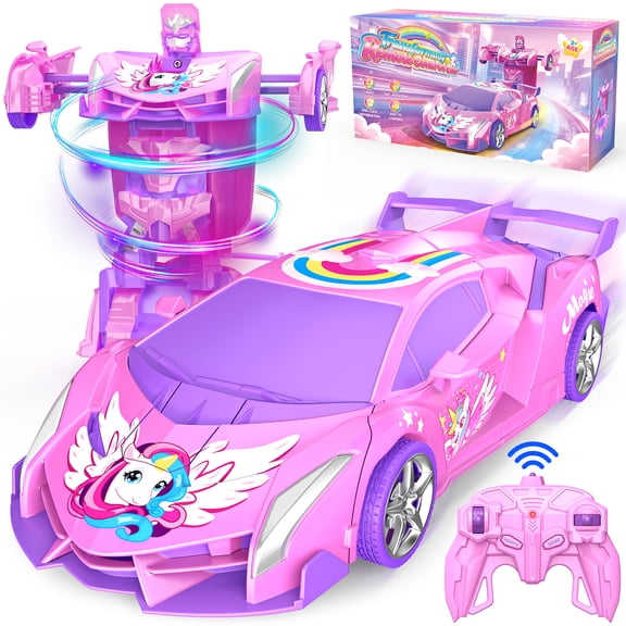 Transform Remote Control Car, 3 4 5 6 7 8 Year Old Girls Gifts, Pink Car Toys  RC Car for Girl Aged 3-12,Christmas Birthday Gifts