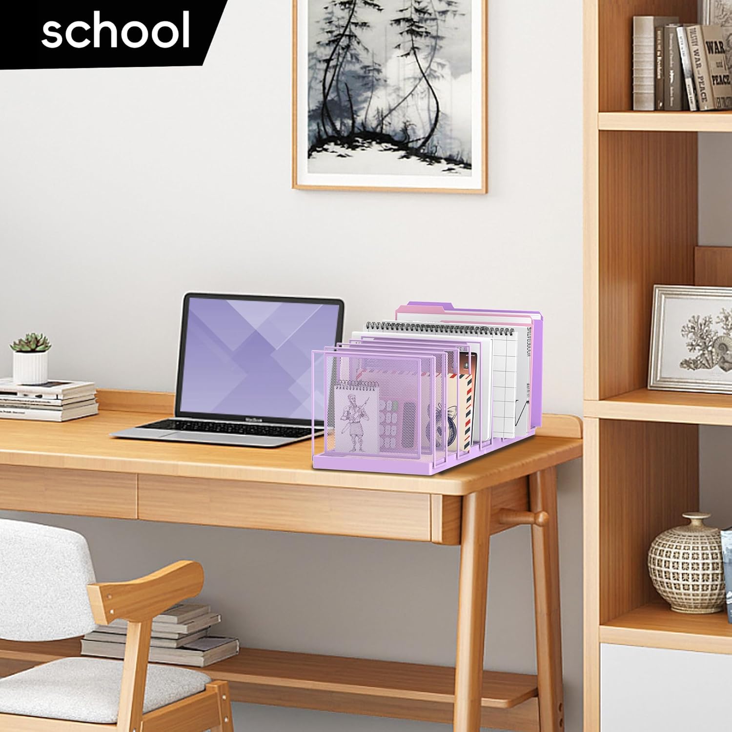 INTIGE Desktop File Sorter, Vertical File Folder, Mail Sorter Organizer, Metal Desktop Paper Folder Organizer