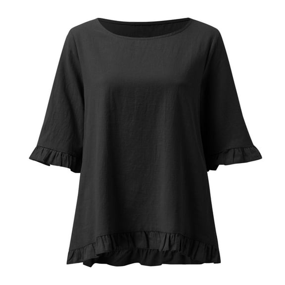 Aayomet Womens Tops Casual Womens Summer Tops Casual Square Neck Puff Short Sleeve T Shirts,Black XL