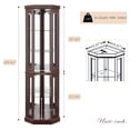 thumbnail image 5 of CKEASEAN Lighted Corner Curio Cabinet with Doors - Wooden Display Cabinet with Tempered Glass Shelves and Lights for Living Room, Dining Room, 5 of 9