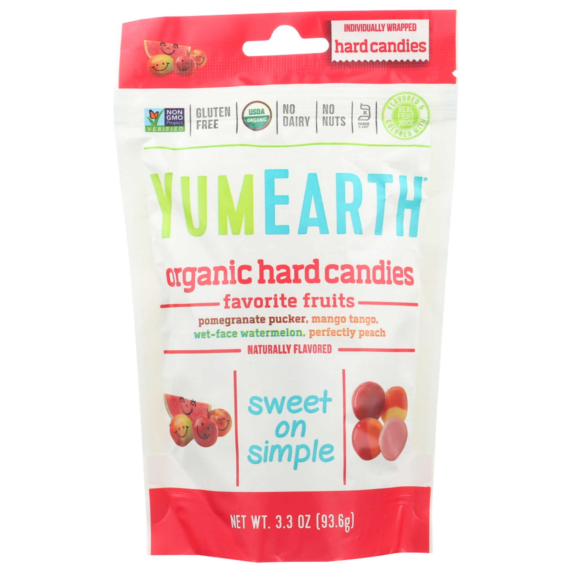 Yummy Earth - Organic Candy Drops Gluten-Free Freshest Fruit Flavors 3.3 OZ