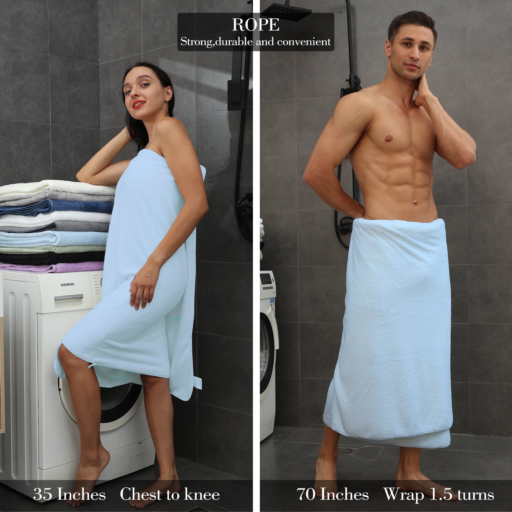 Smuge 8 Piece Oversized Bath Towel Set, Microfiber Ultra Soft Plush, 700 GSM Highly Absorbent Quick Dry Luxurious Bath Sheets Towels for Bathroom Hotel(Blue)