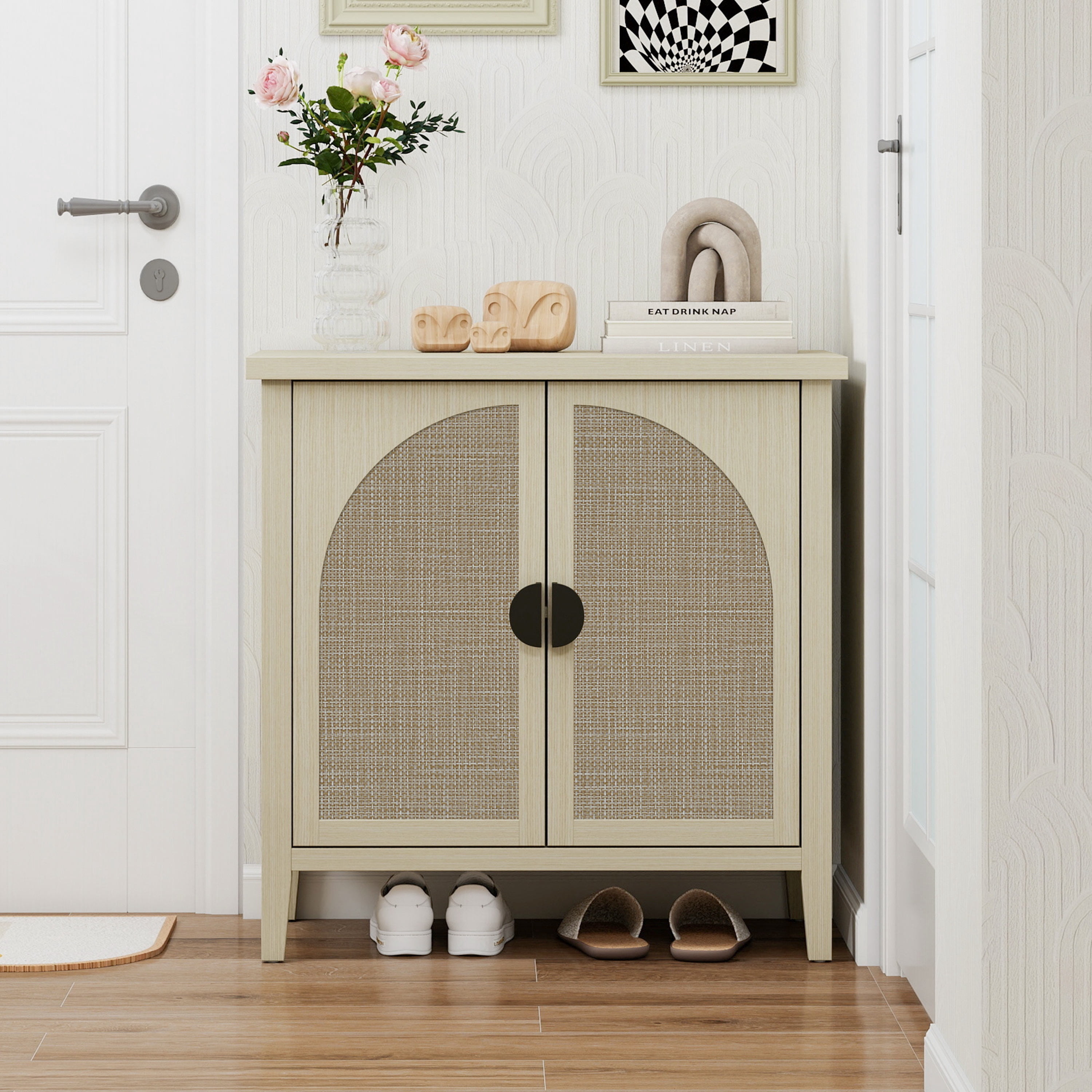 Gewnee Rattan 2 Door Cabinet, Suitable for Bedroom, Living Room, Study
