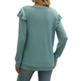 thumbnail image 3 of SHIBEVER Women Long Sleeve Shirts Fall V Neck T Shirts Fashion Ruffle Sleeve Tunic Tops Loose Shirts for Women Size M, 3 of 5