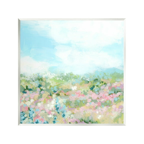 Stupell Industries Pink Speckled Meadow Landscape Painting Unframed Art Print Wall Art, 12 x 12