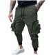 thumbnail image 1 of Puntoco Pantalones elásticos de color sólido con cremallera y múltiples bolsillos para hombre, cintura elástica con cordón para ajustar los pies, 1 of 8
