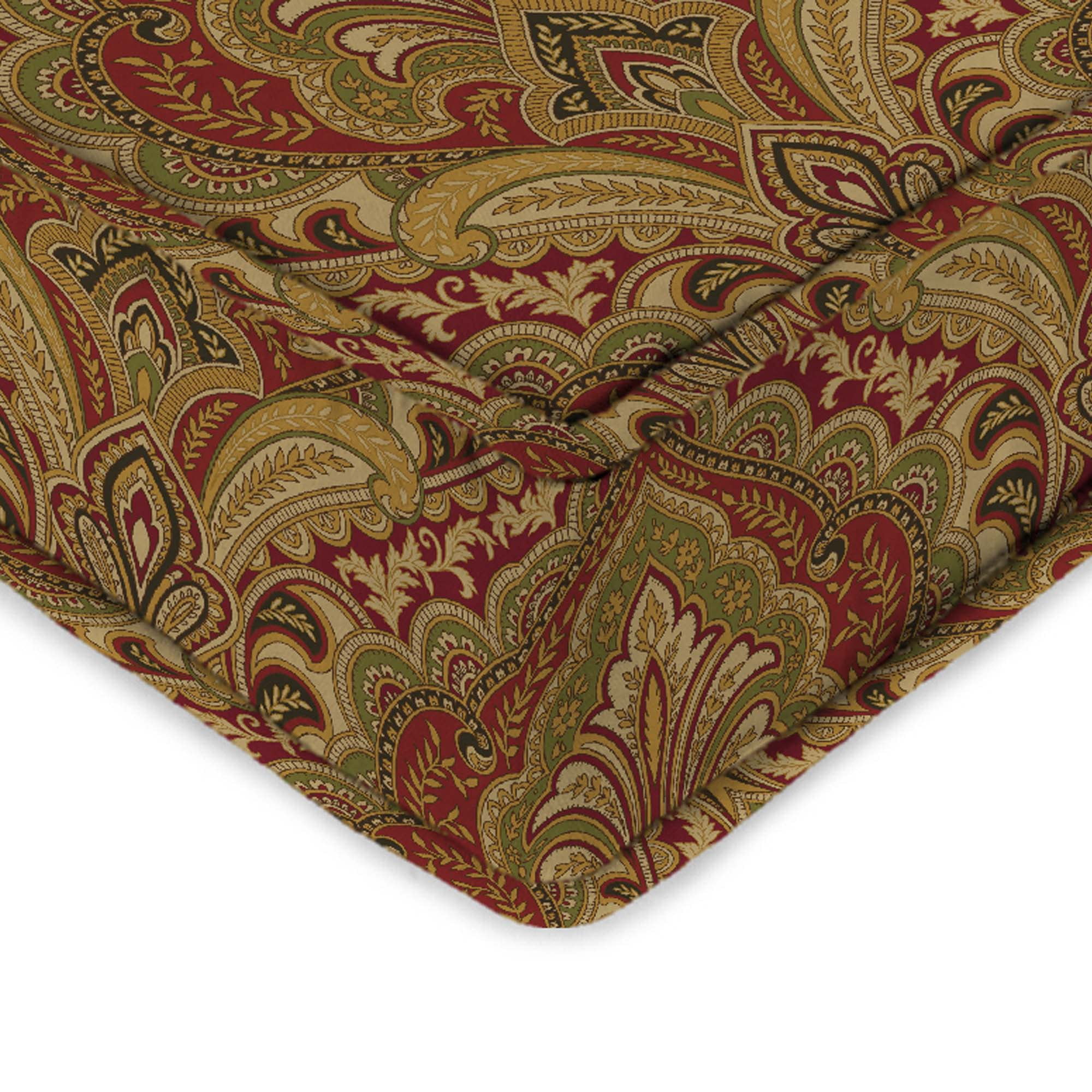 Jordan Manufacturing 45" x 22" Grovedale Pompeii Crimson Paisley Rectangular Outdoor Deep Seat Chair Cushion Set with Ties and Welt