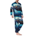 thumbnail image 2 of Sikiie Vintage Colorful Patterned Dolphin Mens Pajama Set, Soft Warm Long Sleeve Sleepwear, Cozy Button-Down Pjs for Men-XX-Large, 2 of 7