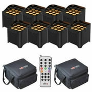 Chauvet DJ Freedom Par Q9 TRUE Wireless Quad-Color LED Uplights Eight Package Bundle