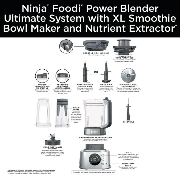 Ninja Foodi Power Blender Ultimate System 72-Oz. Blender, Smoothie Bowl  Maker, Food Processor Platinum SS401 - Best Buy