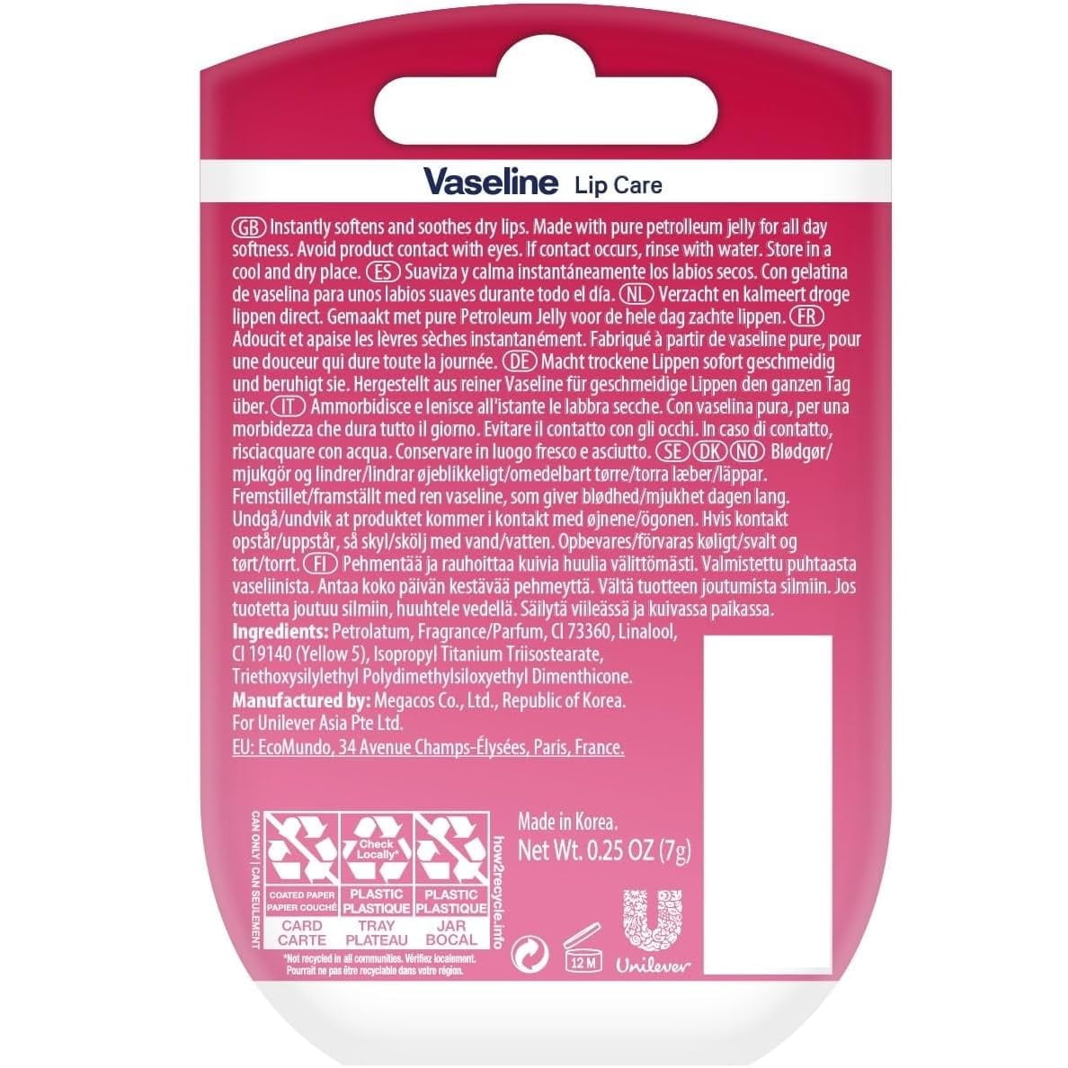 Vaseline Lip Therapy Tinted Lip Balm Mini, Rosy,0.25 Ounce (Pack Of 8)