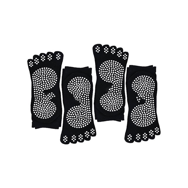 pares de calcetines de yoga negros para hombre, forro polar antideslizante de algodón para trampolín deportivo