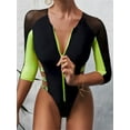 thumbnail image 6 of MSJUHEG Surf Swimsuits for Women,Surfing Bathing Suit,Long Sleeve Swimsuits for Women,Wetsuit Women,Long Sleeve Bathing Suit for Women,Traje De Ba?o Para Mujer,Rash Guard Swimsuit Women Green L, 6 of 8