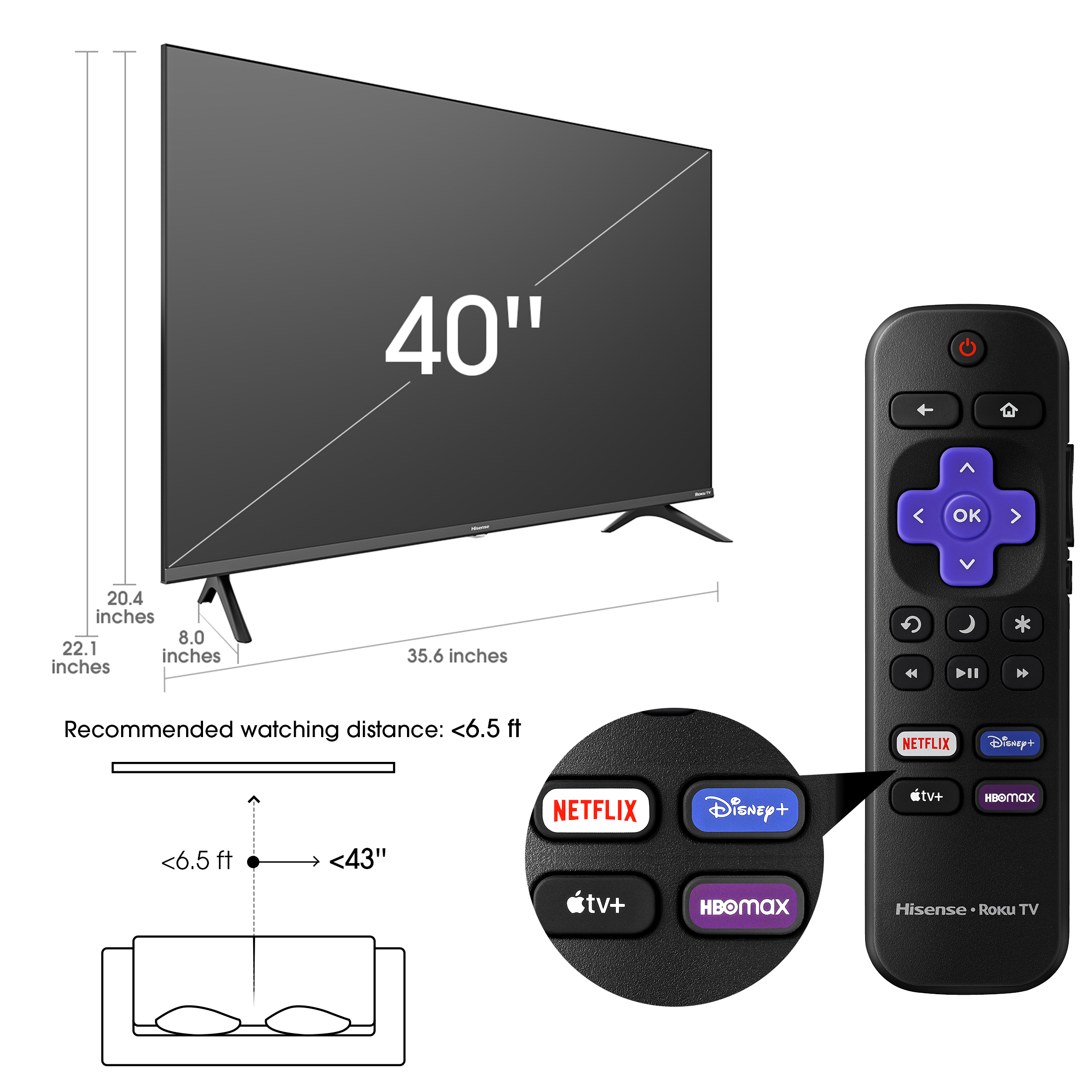Hisense 40" Class 1080p FHD LED LCD Roku Smart TV H4030F Series (40H4030F1) - image 3 of 20