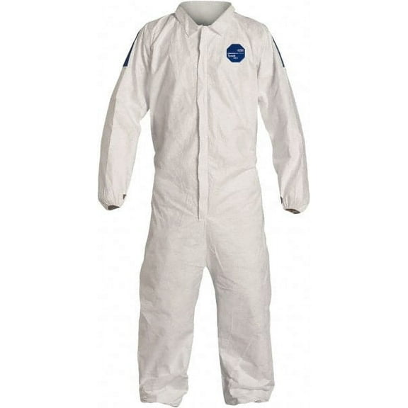 Collared Disposable Coveralls, 4Xl, White, Tyvek(R) 400 D, zipper