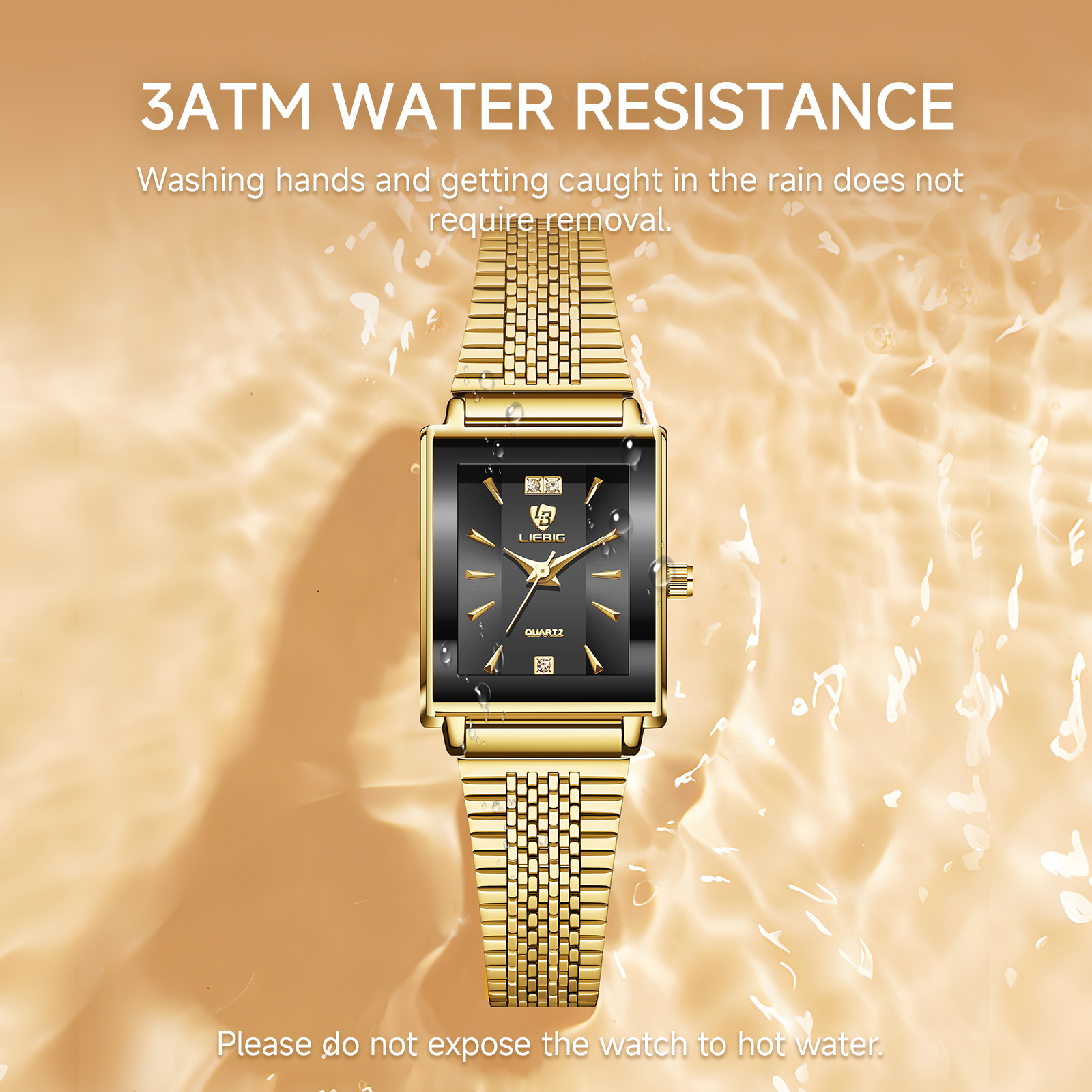 LIEBIG Gold Watches for Women Dainty Elegant Womens Watch Classic Vintage Fashion Square Ladies Quartz Watch Gifts