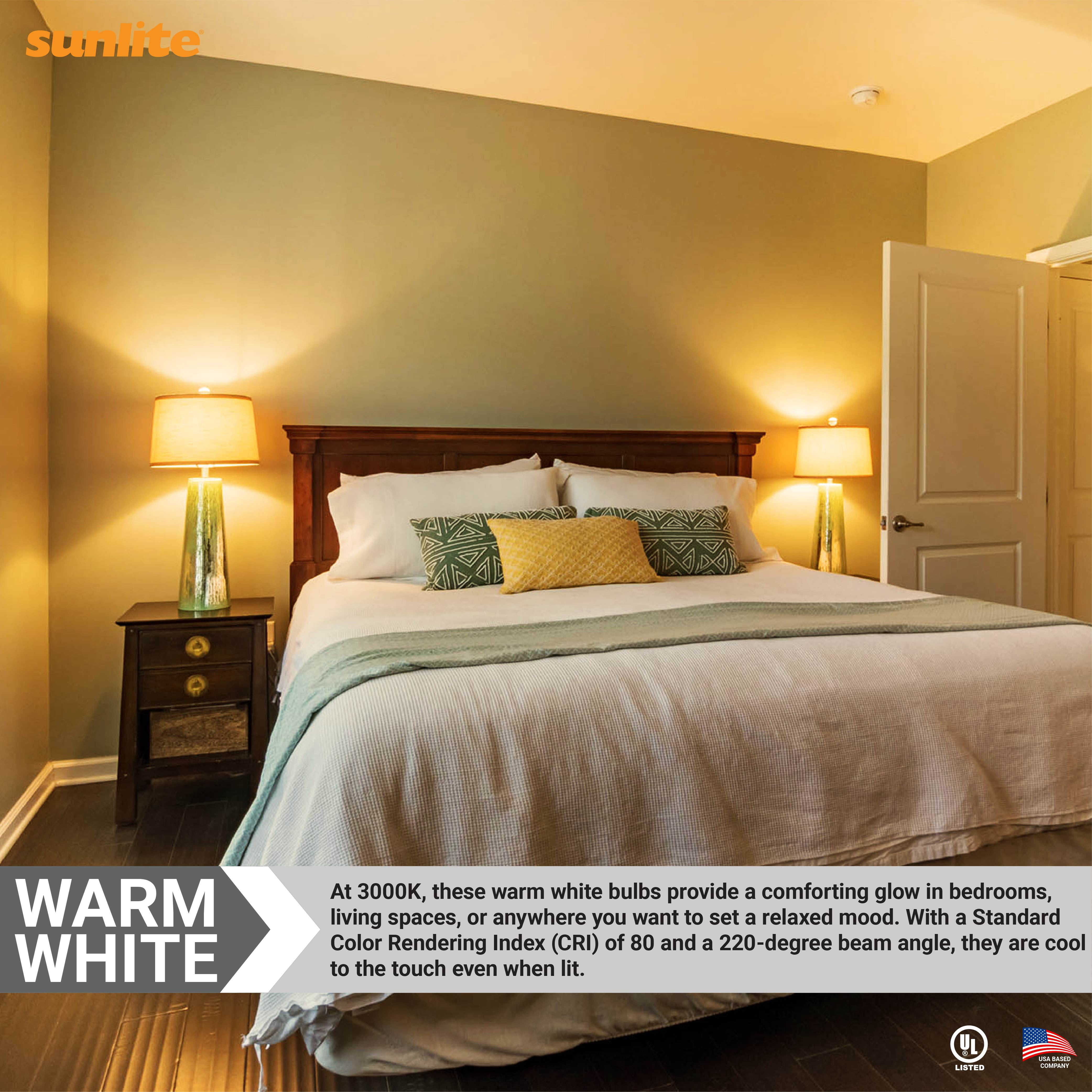 Sunlite LED A19 Light Bulb, 15 Watts (100 Watt Equivalent), 1600 Lumens, 120 Volts, Dimmable, Medium E26 Base, UL Listed, 3000K Warm White, 6 Pack