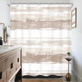 thumbnail image 4 of Abstract Striped Shower Curtain Modern Aesthetic Minimalist Geometric Simple Neutral Watercolor Painting Fabric Waterproof Polyester 12 Pack Hooks Brown Grey 84Wx72H Inches Bathroom Decor, 4 of 6