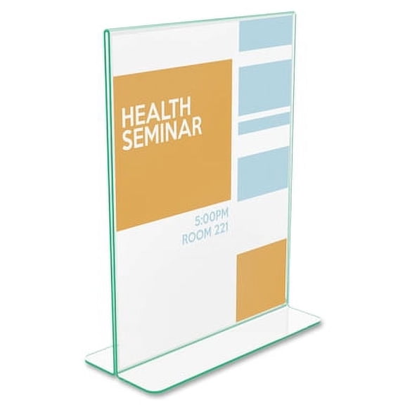 Deflecto-1PK Superior Image Premium Green Edge Sign Holders, 8.5 X 11 Insert, Clear/Green