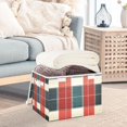 thumbnail image 3 of Yayeee Collapsible Storage Bin with Lid Fabric Closet Decorative Basket with Handles, Vibrant Red Tartan Pattern, 3 of 7