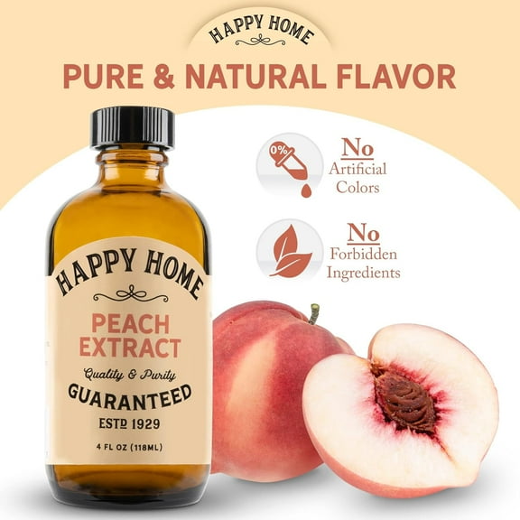 Happy Home Natural Peach Extract - Certified Kosher, 4 oz.