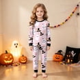thumbnail image 2 of Enyan Halloween Pajamas Girls Kid Pajamas Pumpkin/Ghost Print Cute Long Sleeve Sleepwear Loungewear Pjs 2Pcs Set Little Girls Pajamas(8-9 Years), 2 of 7