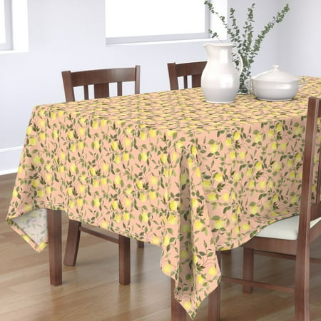 

Cotton Sateen Tablecloth 70 x 144 - Lemon Branches Lemons Fruit Summer Spring Leaves Watercolor Citrus Nature Bohemian Nursery Print Custom Table Linens by Spoonflower