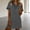 Dresses-433Gray, variant on Dresses for Women Denim Trim V-Neck Collared Dress Short Sleeve Button Front Loose Fit Shift Mini Dress Casual Tunic Dress with Pockets White M