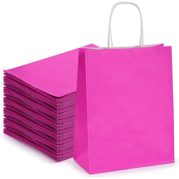 LINLIN 25pcs Kraft Paper Bags for Gifts, Food & Sweets, Strong Carrier Bags with Twisted Handles, Gift Bags for Kid Parties, Weddings