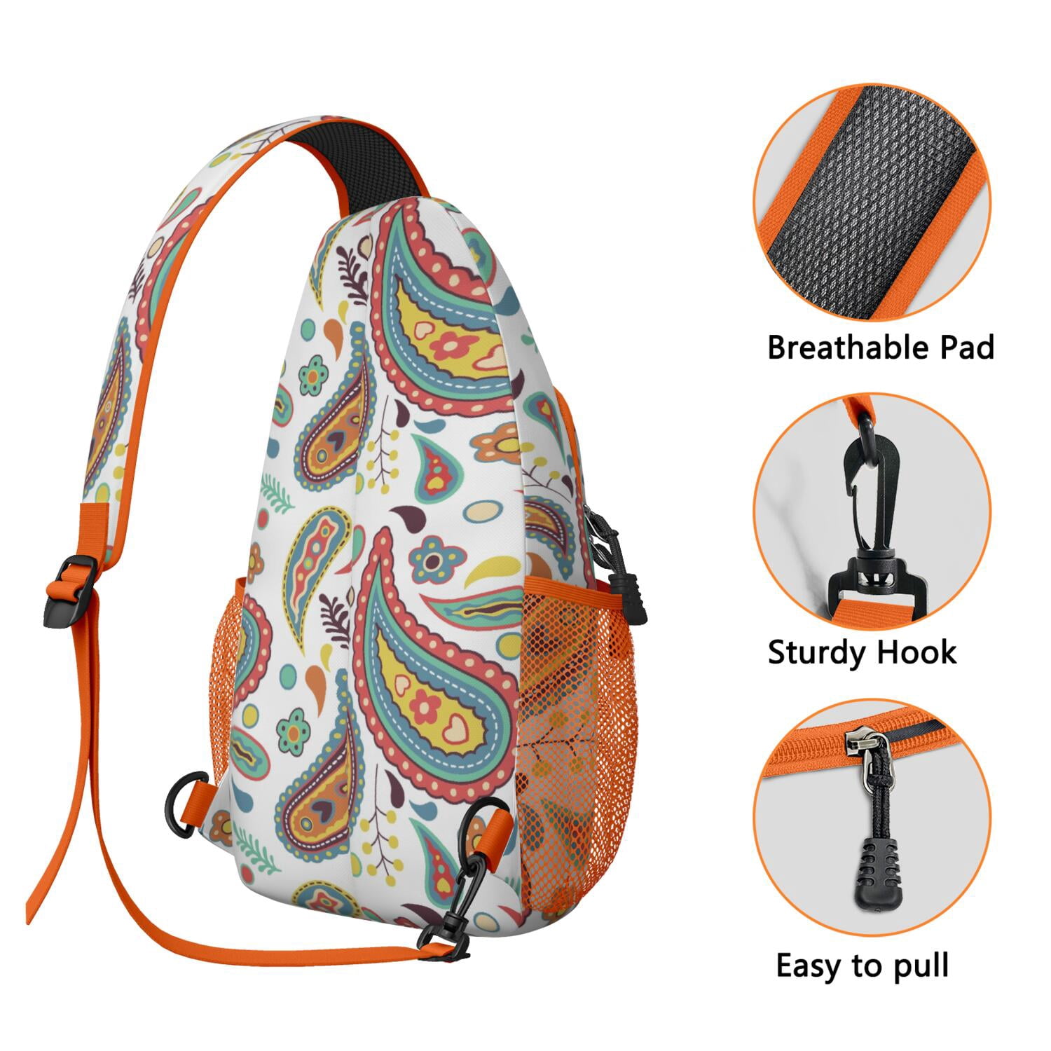 Abstract Ethnic Paisley Sling Bag - Decorative Tribal Chest Bag - Anti-Theft for Urban Commuters