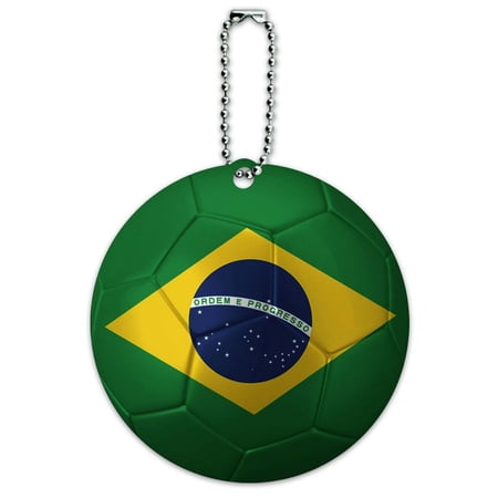 Graphics and More Brazil Flag Soccer Ball Futbol Football Round ID Card Luggage Tag
