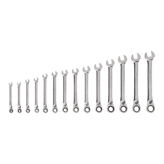 TEKTON Reversible 12-Point Ratcheting Combination Wrench Set, 14-Piece (6-19 mm) | WRC94002