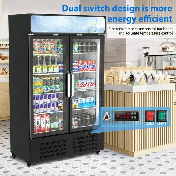 Accreate Commercial Beverage Display Refrigerator 11.8 cu.ft with Glass Door, Cooling 32-50℉Upright