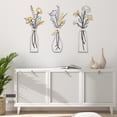 thumbnail image 5 of Rustic Vintage Minimalist Metal, 3 pcs Flower Wall Art Vase Decor for Bathroom Dining Room, 13.7x6 inches, 5 of 6