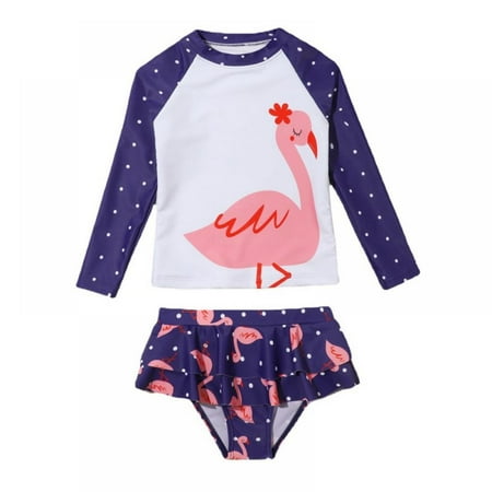 

Girl s Two-Piece Long Sleeve Swimsuits UPF50+ Rash Guard Kids Bathing Suit